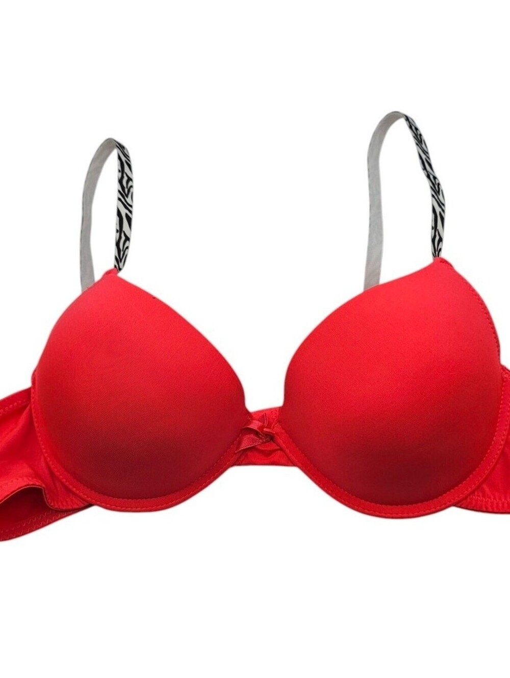 Vintage Y2K Womens Sz 36C Padded Push Up Bra Bright Pink Zebra Straps